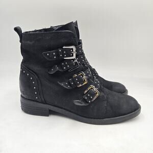 BLONDO Ankle Boots Womens Sz 9 Black Leather Biker Moto Goth Studded WATERPROOF